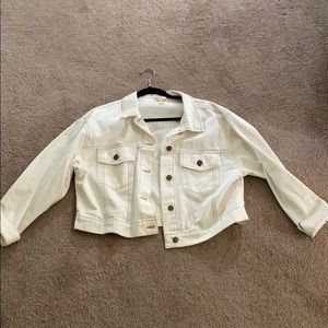 Cropped off white jean jacket